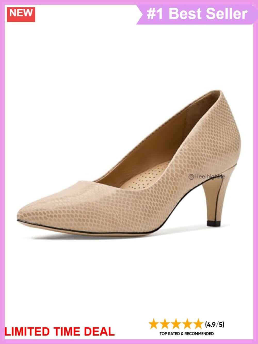 Leather Stiletto Pump Pointed Toe Slip-On Formal Heel
